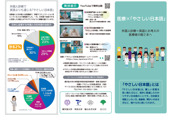 石川教授が制作に参加した、外国人診療に役立つ「やさしい日本語」の医療者向けリーフレットが発行されました