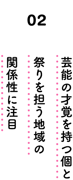 02. 芸能の才覚を持つ個と祭りを担う地域の関係性に注目